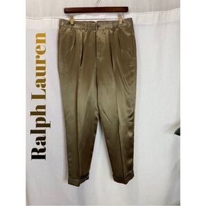 Ralph Lauren Satin Pleated Dress Pants 6 | Cuffed Hem Trousers